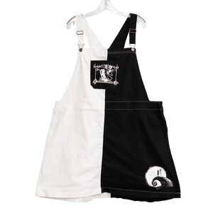 Nightmare Before Christmas Overall Dress 3X Black White Colorblock Punk Goth Emo
